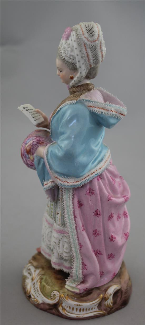 A Meissen figure of a lady, late 19th century, 20.5cm